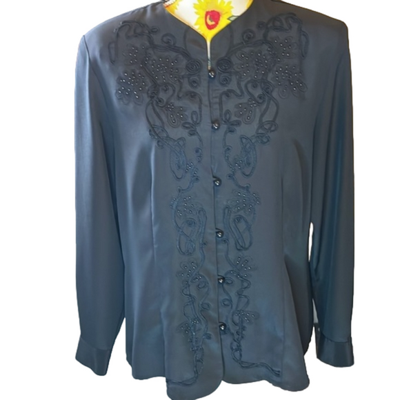 Ship ‘n Shore - Size 12 ~ Vintage Beaded Lightweight Office Blouse - Picture 1 of 10